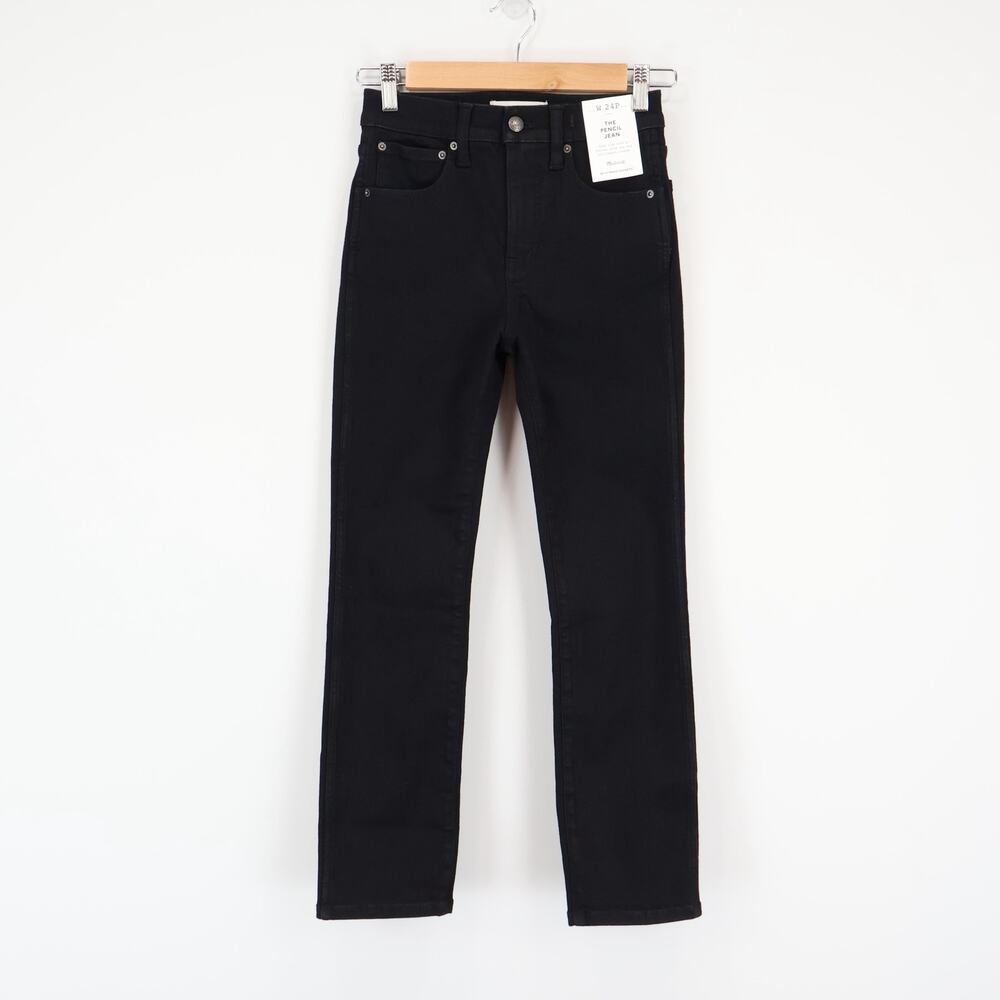 Madewell The Pencil Jean Black Frost Super Stretch Size 24 Petite NWT